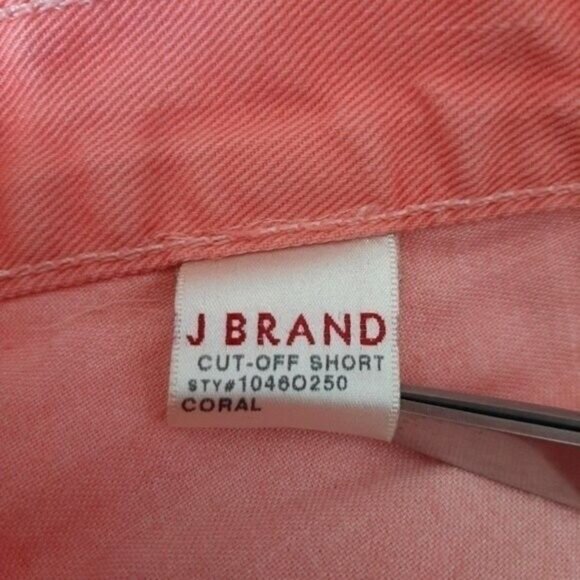 J BRAND Cut-off Short Fringe Hem Coral Neon Sz 27 - Picture 10 of 11